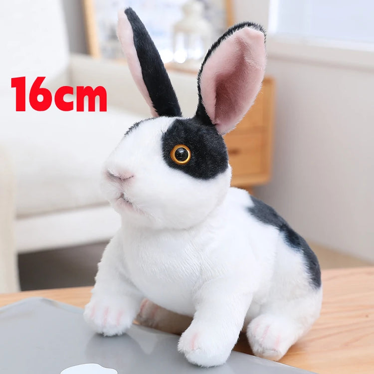 Simulation Rabbit Plush Doll Realistic Cute Furry Animal Bunny Plushie Toy Model Christmas Gift Kawaii Home Decoration