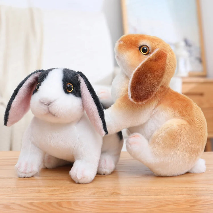 Simulation Rabbit Plush Doll Realistic Cute Furry Animal Bunny Plushie Toy Model Christmas Gift Kawaii Home Decoration