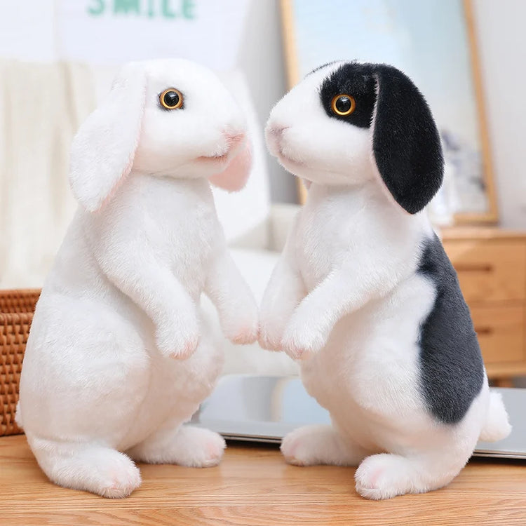 Simulation Rabbit Plush Doll Realistic Cute Furry Animal Bunny Plushie Toy Model Christmas Gift Kawaii Home Decoration