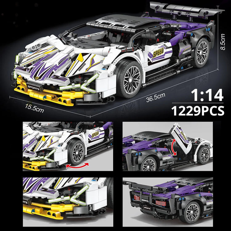 ToylinX 1:14 Building Blocks Car MOC City Speed Car Luxury Auto Racing Vehicle with Super Racers Bricks Toys for Children Gift