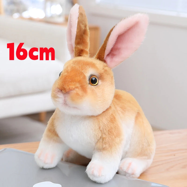 Simulation Rabbit Plush Doll Realistic Cute Furry Animal Bunny Plushie Toy Model Christmas Gift Kawaii Home Decoration