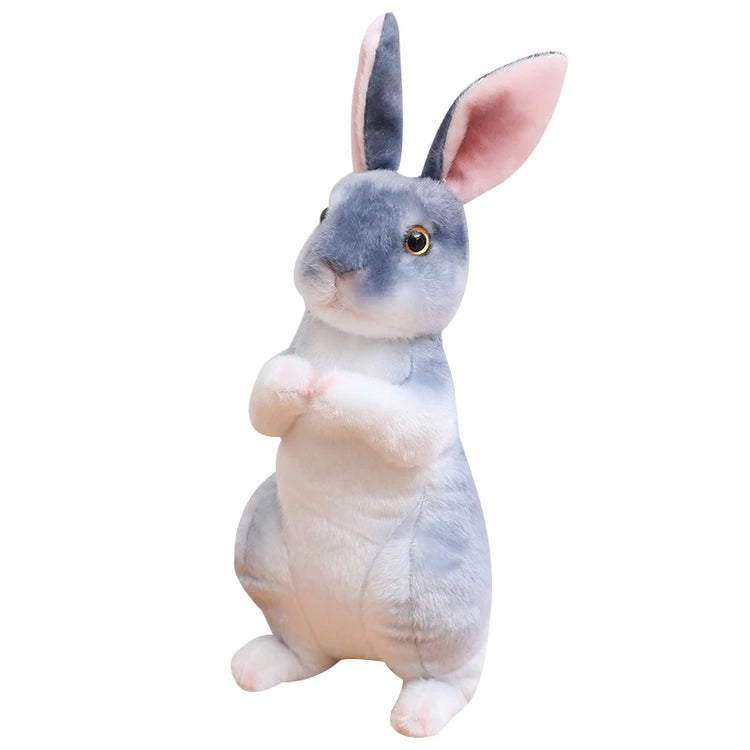 Simulation Rabbit Plush Doll Realistic Cute Furry Animal Bunny Plushie Toy Model Christmas Gift Kawaii Home Decoration