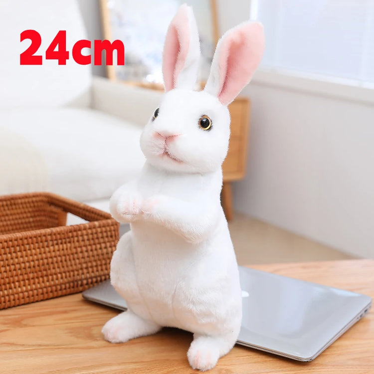 Simulation Rabbit Plush Doll Realistic Cute Furry Animal Bunny Plushie Toy Model Christmas Gift Kawaii Home Decoration