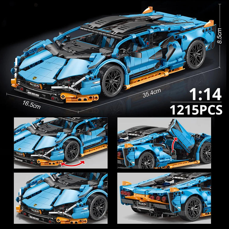 ToylinX 1:14 Building Blocks Car MOC City Speed Car Luxury Auto Racing Vehicle with Super Racers Bricks Toys for Children Gift