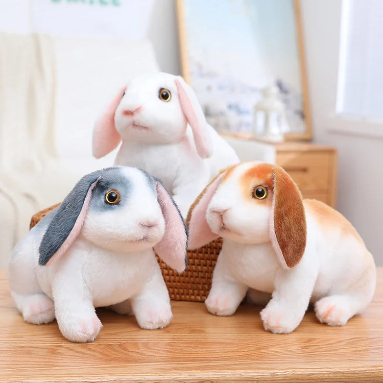 Simulation Rabbit Plush Doll Realistic Cute Furry Animal Bunny Plushie Toy Model Christmas Gift Kawaii Home Decoration