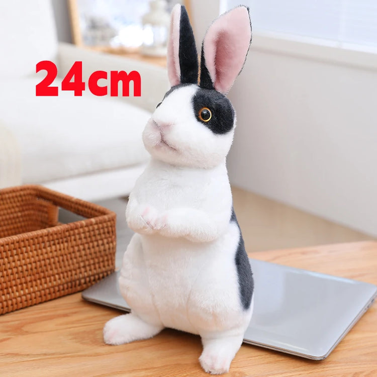 Simulation Rabbit Plush Doll Realistic Cute Furry Animal Bunny Plushie Toy Model Christmas Gift Kawaii Home Decoration