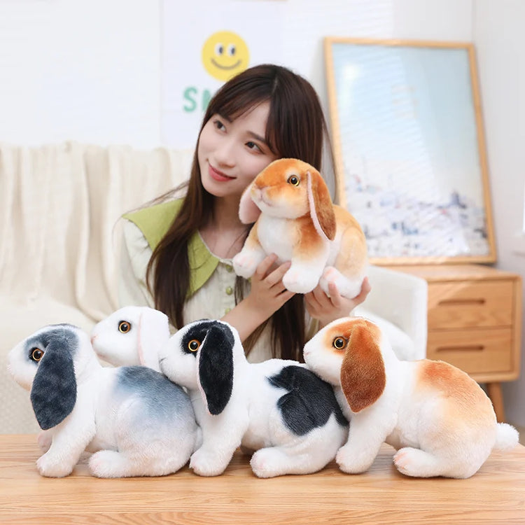 Simulation Rabbit Plush Doll Realistic Cute Furry Animal Bunny Plushie Toy Model Christmas Gift Kawaii Home Decoration