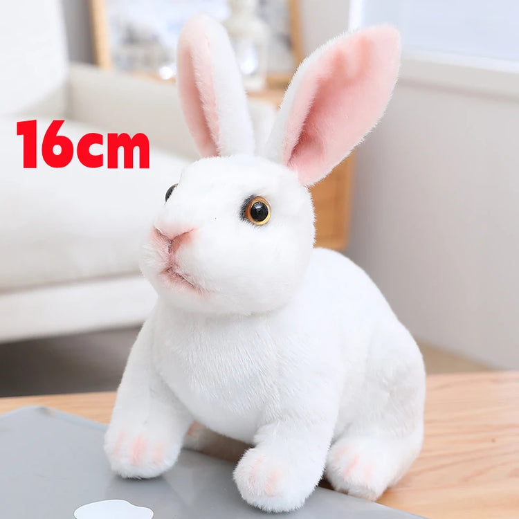 Simulation Rabbit Plush Doll Realistic Cute Furry Animal Bunny Plushie Toy Model Christmas Gift Kawaii Home Decoration