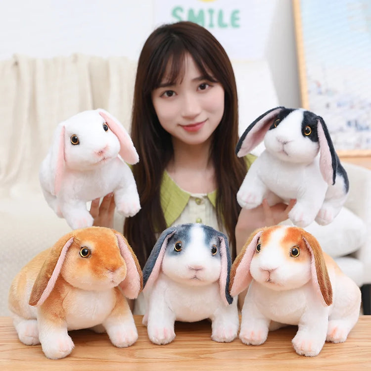 Simulation Rabbit Plush Doll Realistic Cute Furry Animal Bunny Plushie Toy Model Christmas Gift Kawaii Home Decoration