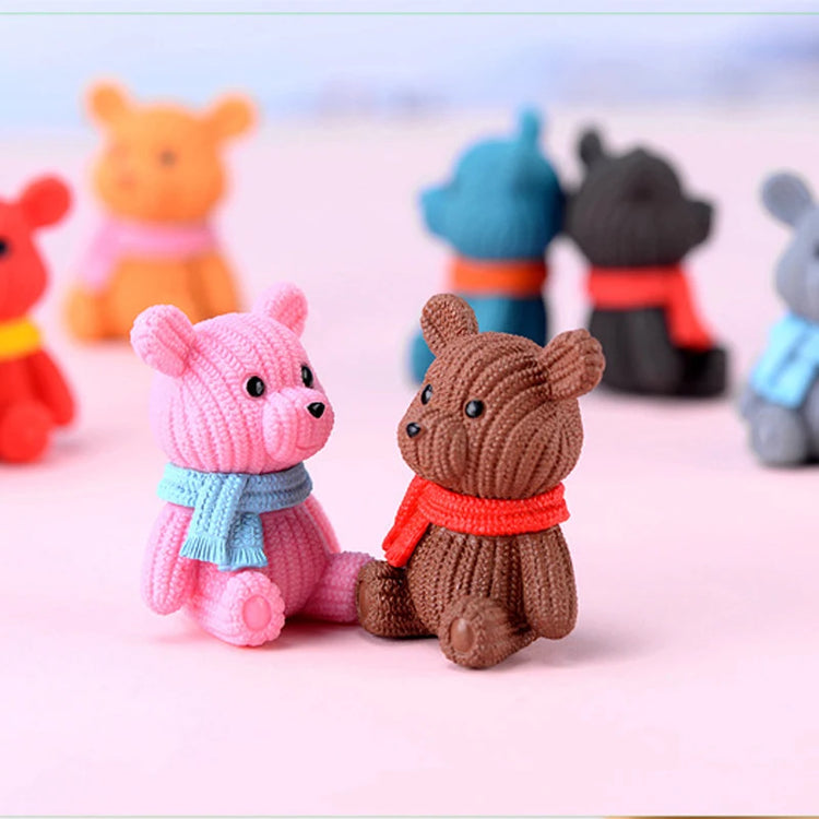 Mini Teddy Resin Bear Accessories Doll House Decoration Miniature Bear Model Dollhouse Toys For Kids Baby Shower Toys Gift