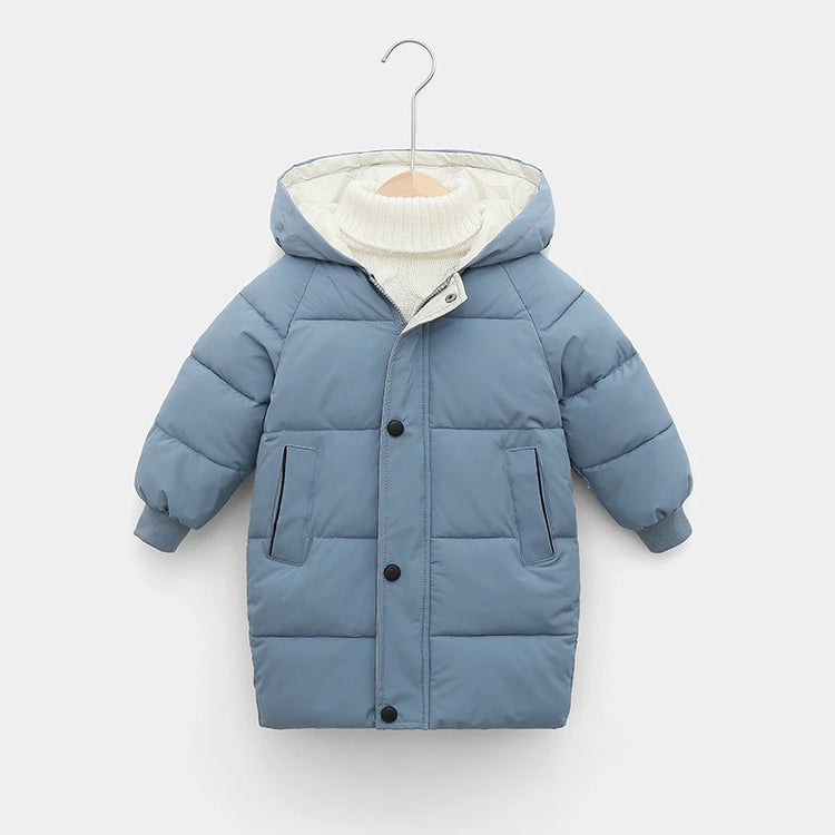 Kids Down Long Outerwear Winter Autumn Teen Cotton Clothes Boys Girls Cotton-Padded Parka Coats Big Children Thicken Warm Jacket