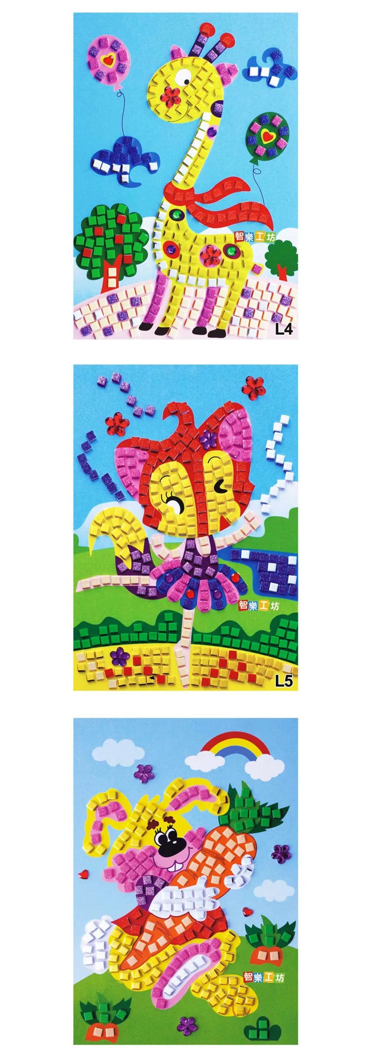 4PCS/set 3D DIY Foam Mosaics Sticky Crystal Sticker Art and Crafts Toys For Kids EVA Puzzle Creative Intelligent Stickers Toy