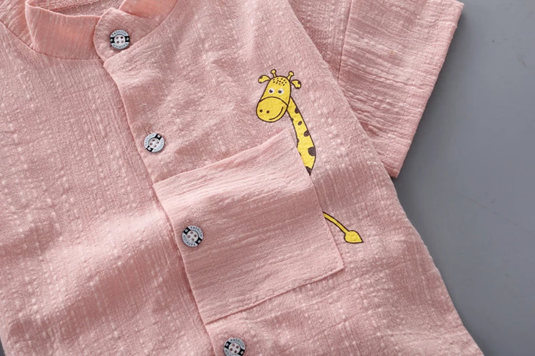 New Summer Hot Sale Toddler Kids Baby Boys Shirt Cartoon Tops Denim Shorts Pants Outfits Set Baby Clothes
