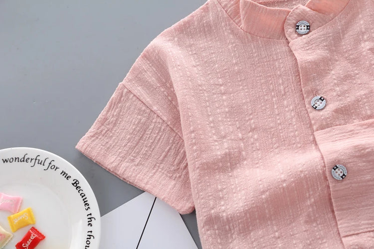 New Summer Hot Sale Toddler Kids Baby Boys Shirt Cartoon Tops Denim Shorts Pants Outfits Set Baby Clothes