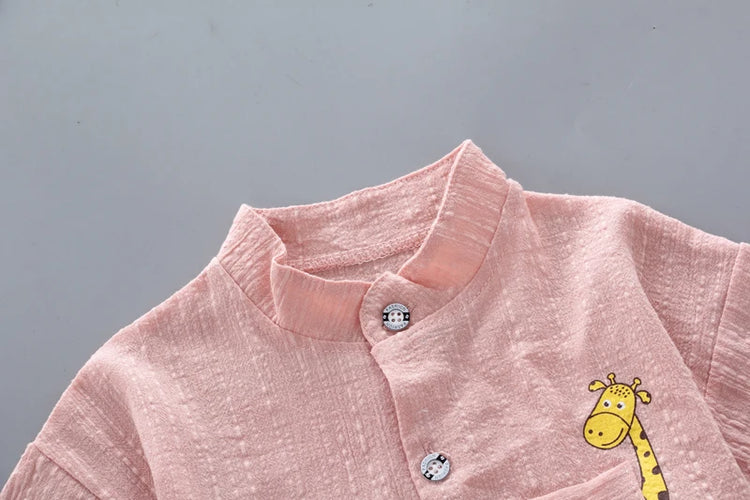 New Summer Hot Sale Toddler Kids Baby Boys Shirt Cartoon Tops Denim Shorts Pants Outfits Set Baby Clothes