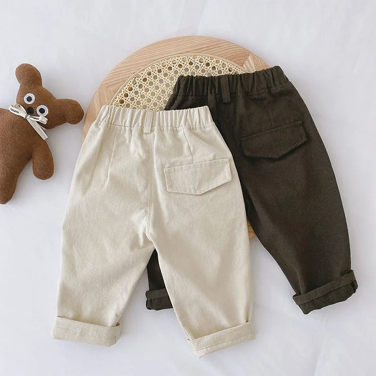 MILANCEL Solid Kids Pants for Boys and Girls Four Seasons Elastic Waist Casual Toddler Baby Trousers Clothes for 1-6 Years