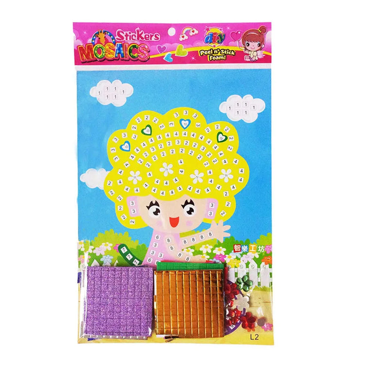4PCS/set 3D DIY Foam Mosaics Sticky Crystal Sticker Art and Crafts Toys For Kids EVA Puzzle Creative Intelligent Stickers Toy