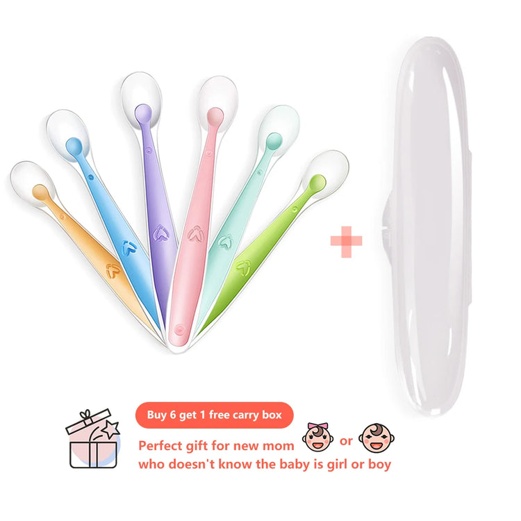 Baby Silicone Soft Spoon Training Feeding Spoons for Children kids Infants Temperature Sensing
