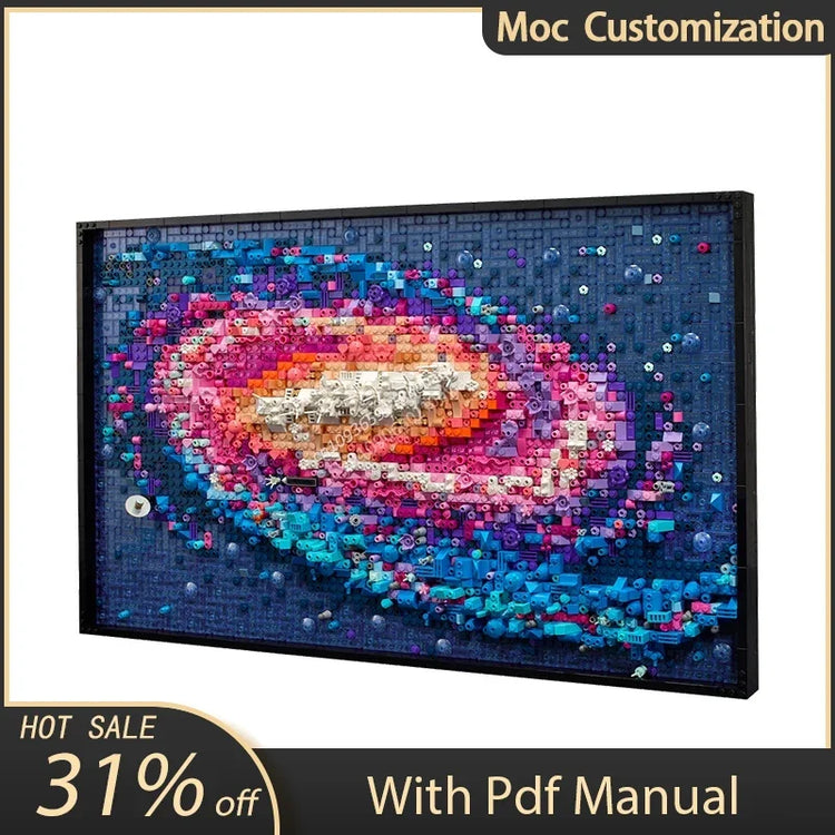 3091pcs Moc 31212 The Milky Way Galaxy 3D Art Mural Building Blocks Sets Diy Creative Decorate Bricks Toys Kids Educational Gift