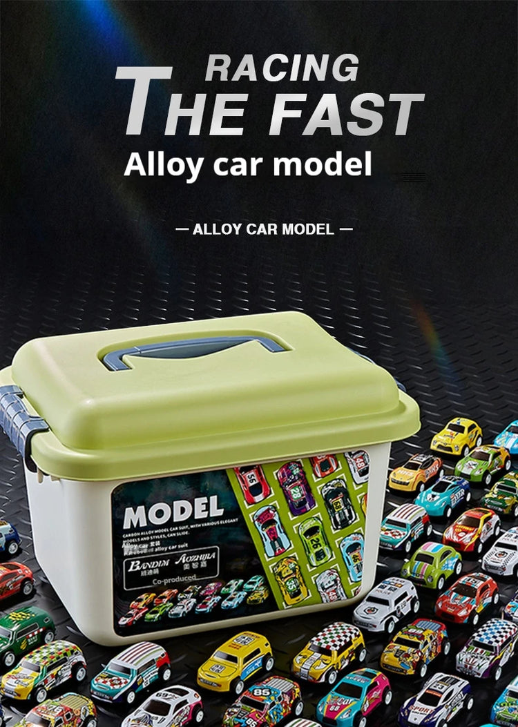 30PCS 50PCS Mini Alloy Car Model Set with Storage Box Diecast Cars Toys for Boys Sliding Inertia Vehicle Children Toy Kit Gifts