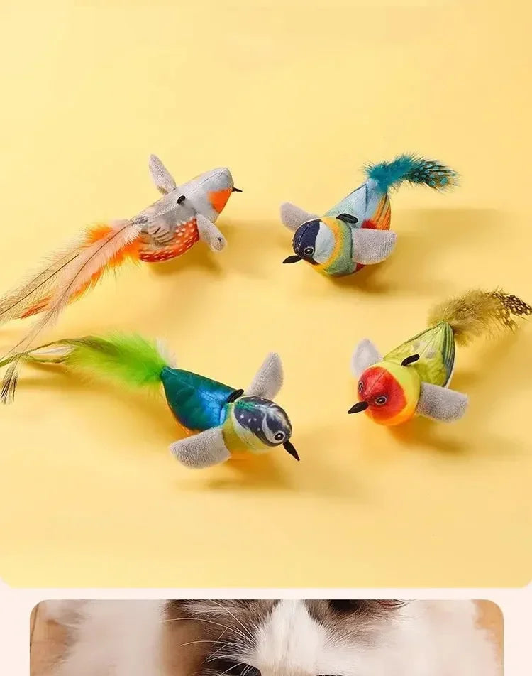 Bird-Shaped Cat Toy Interactive Toys Dog Rechargeable Chirping Flapping Bird Catnip Touch Activated Squeak Plush Toy Pet