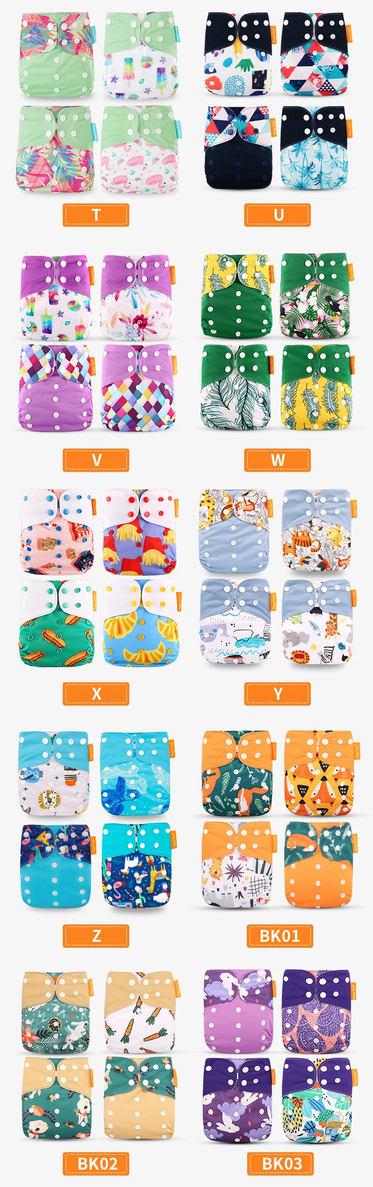 4Pcs/Set Eco-Friendly Cloth Diaper Ecological Reusable Baby Diapers