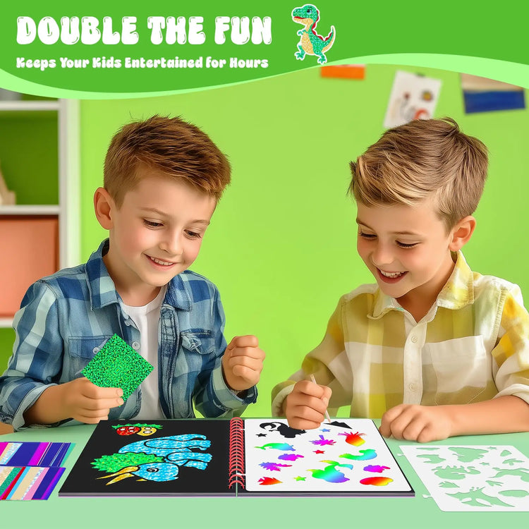 Kids Dinosaur Scratch Art Coloring Books Foil Fun Arts And Crafts Activity Colouring Book Set For Creativity Drawing Book Gifts