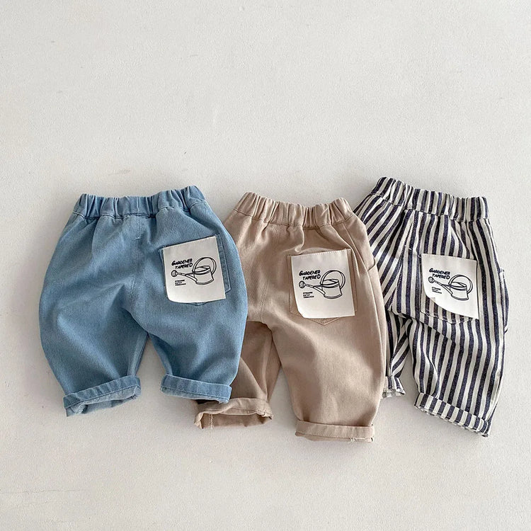 MILANCEL Solid Kids Pants for Boys and Girls Four Seasons Elastic Waist Casual Toddler Baby Trousers Clothes for 1-6 Years