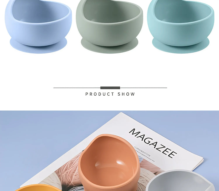 Children Silicone Suction Cup Bowl Feeding Tableware Infant Non-slip Training Learning to Eat Bowl Baby Complementary Bowl