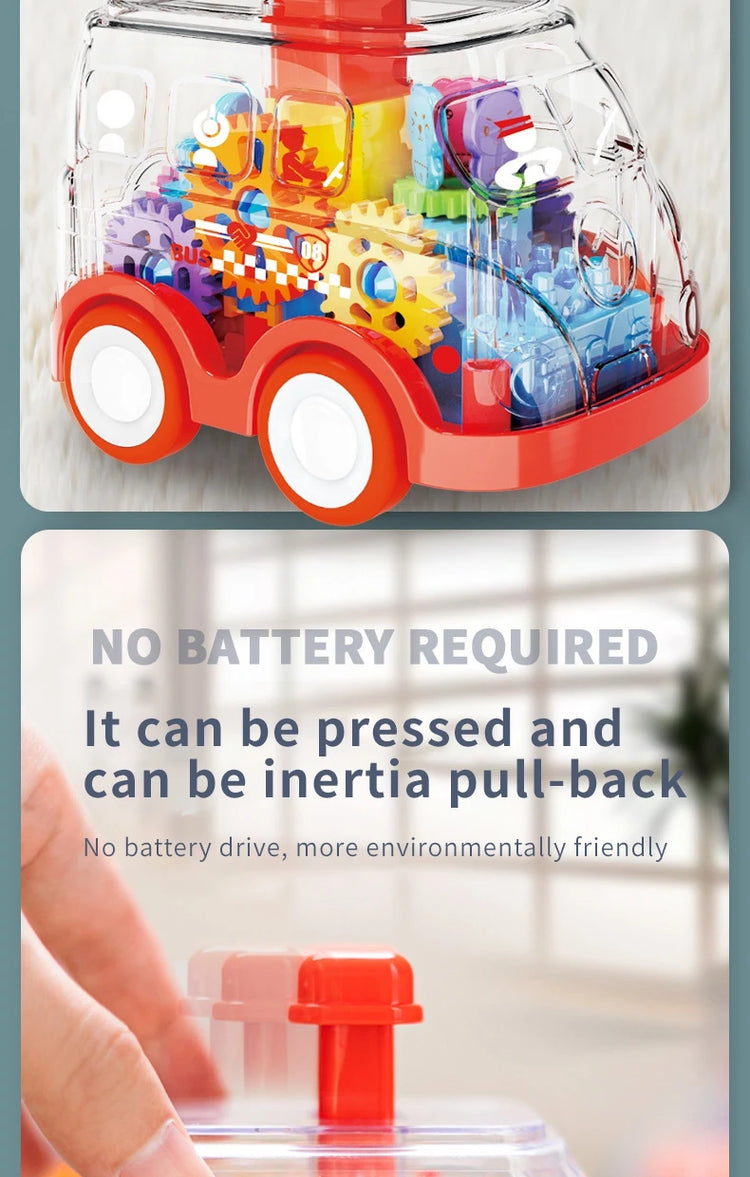 Children's Cartoon Press Gear Car Toy Lnertia Pull-back Transparent Car Baby Puzzle Sliding Toy Child Boy Girl 1-3 Year Old Gift