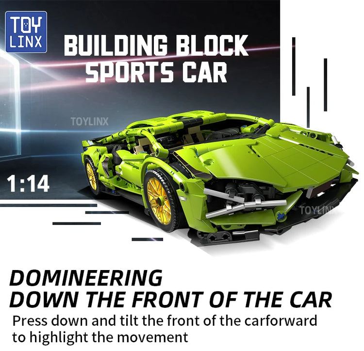 ToylinX 1:14 Building Blocks Car MOC City Speed Car Luxury Auto Racing Vehicle with Super Racers Bricks Toys for Children Gift
