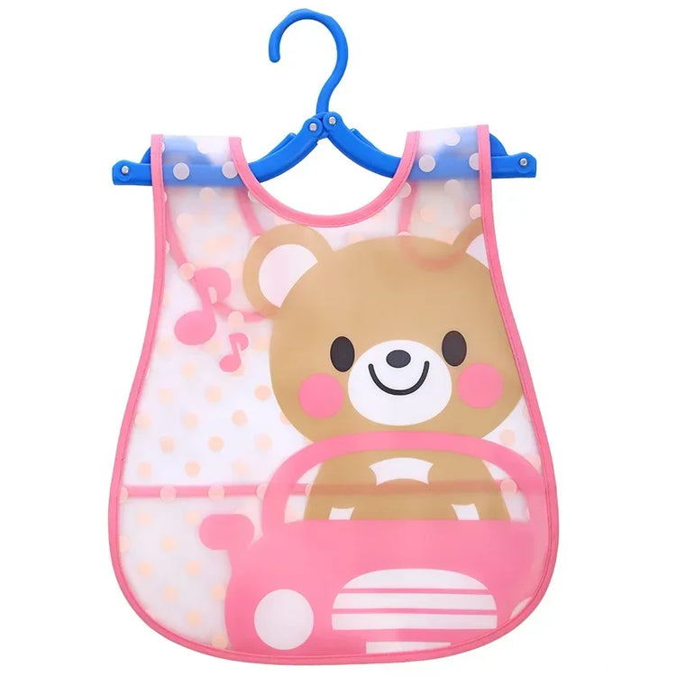 Adjustable Baby Bibs EVA Plastic Waterproof Lunch Feeding Bibs Baby Cartoon Feeding Cloth Children Baby Apron