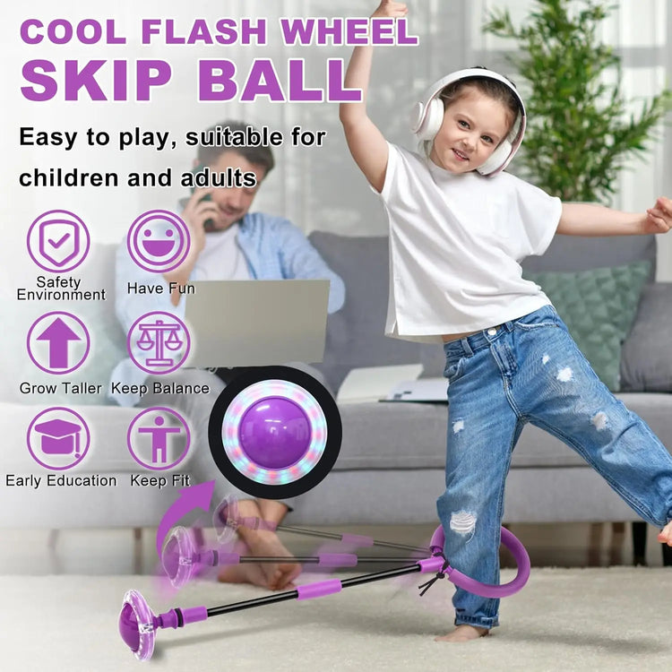 Portable Foldable Colorful Flash Wheel Swing Skip Ball, Kids Toys for Girls & Boys, Sports Fitness for Kids & Adults. Gifts