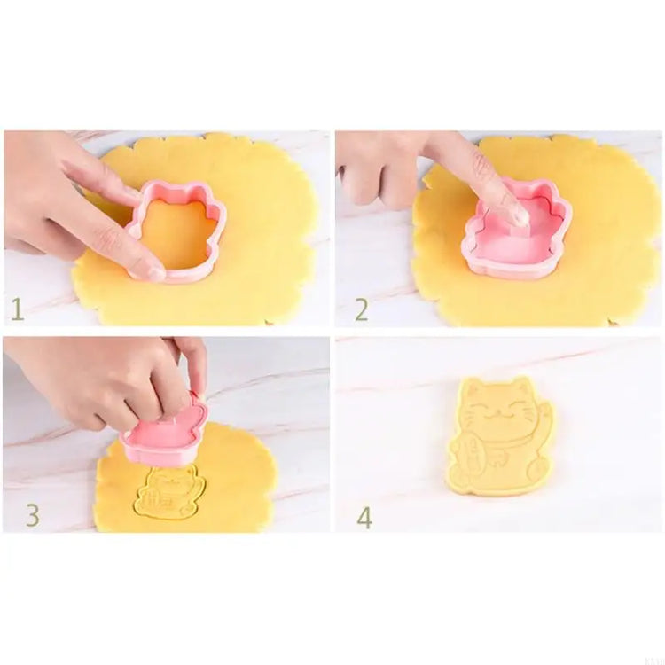 KX4B 6pcs New Year Plastic Baking Mold Kitchen Biscuit Cookie Cutter Pastry Plunger 3D Die Fondant Cake Decorating Tools