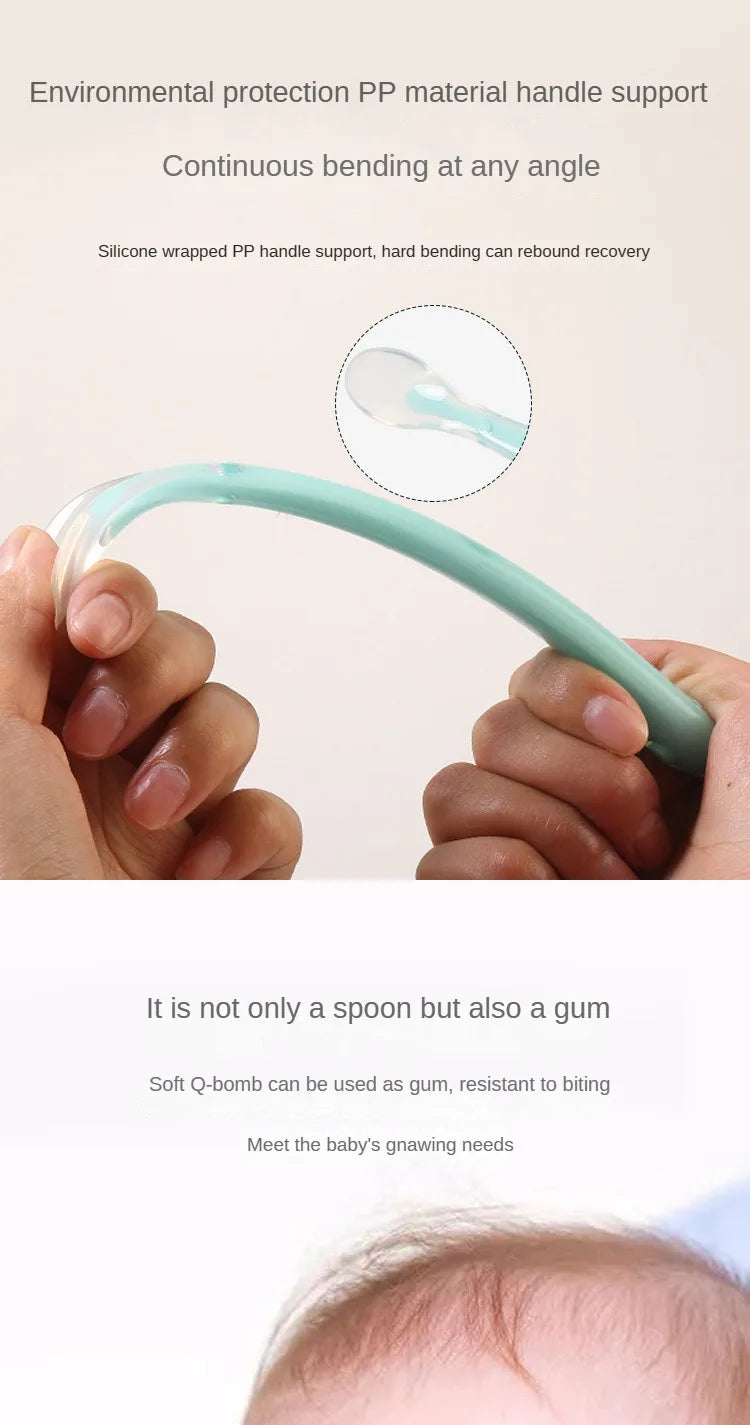 10 Pcs Baby Feeding Spoon Soft Silicone Spoons Training Spoon for Child kids Infants Temperature Sensing Feeding Feeder Flatware