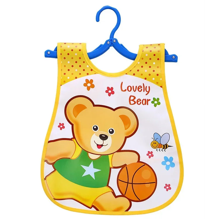 Adjustable Baby Bibs EVA Plastic Waterproof Lunch Feeding Bibs Baby Cartoon Feeding Cloth Children Baby Apron