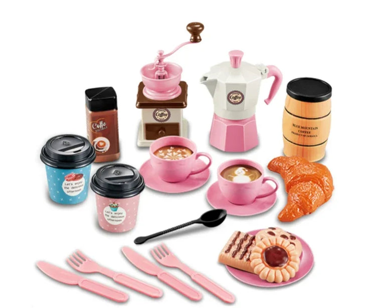 Pretend Play Simulation Coffee Set Tableware Play House/Outdoor Kitchen DIY Afternoon Tea Game Toy For Children Kids Gift