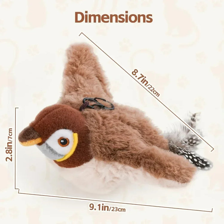 Bird-Shaped Cat Toy Interactive Toys Dog Rechargeable Chirping Flapping Bird Catnip Touch Activated Squeak Plush Toy Pet
