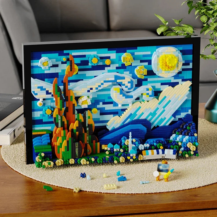 1731pcs Creative 3D Oil Painting Building Blocks Set Famous Art Photo Frame DIY Home Decorations Adult Assembled Toys Kids Gifts