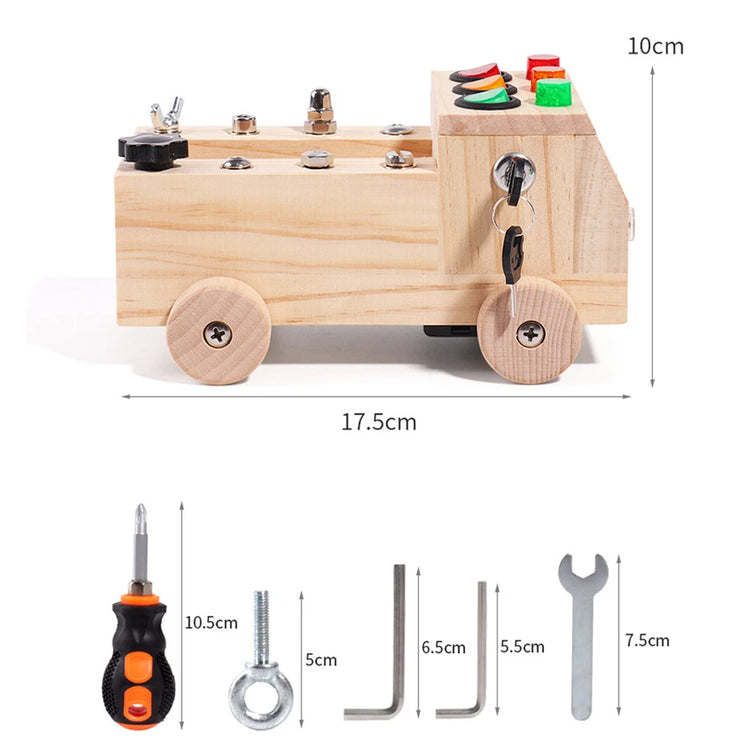 Wooden Montessori Busy Board 2-4 Years Old Children's Early Education Puzzle Toy Sensory Toys Switch Control Box Cart Screw Game