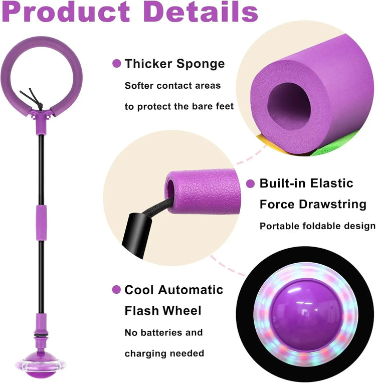 Portable Foldable Colorful Flash Wheel Swing Skip Ball, Kids Toys for Girls & Boys, Sports Fitness for Kids & Adults. Gifts
