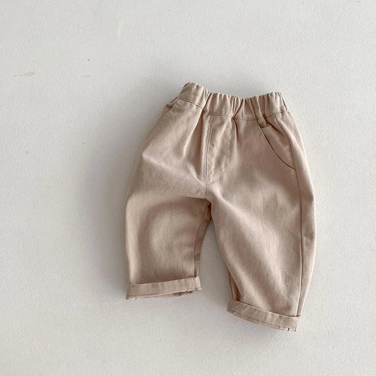 MILANCEL Solid Kids Pants for Boys and Girls Four Seasons Elastic Waist Casual Toddler Baby Trousers Clothes for 1-6 Years