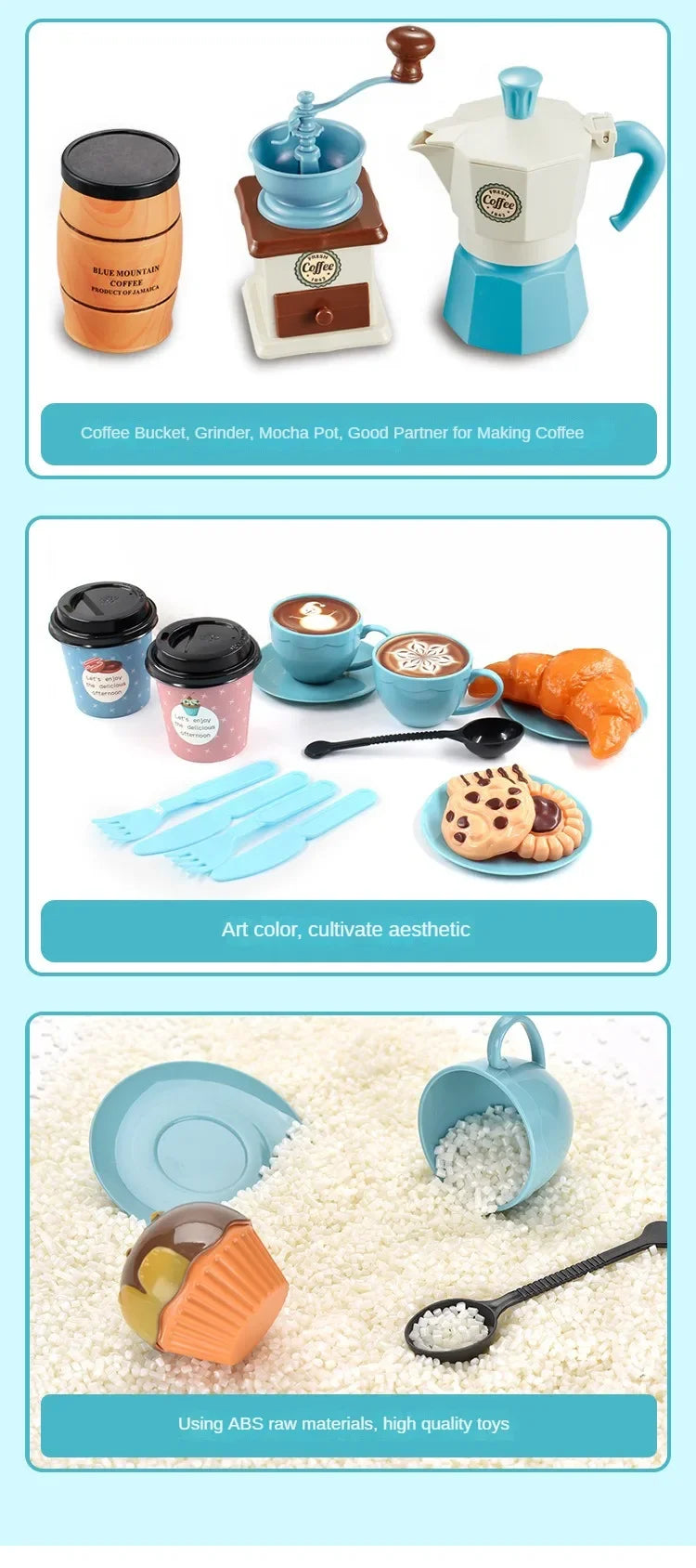 Pretend Play Simulation Coffee Set Tableware Play House/Outdoor Kitchen DIY Afternoon Tea Game Toy For Children Kids Gift