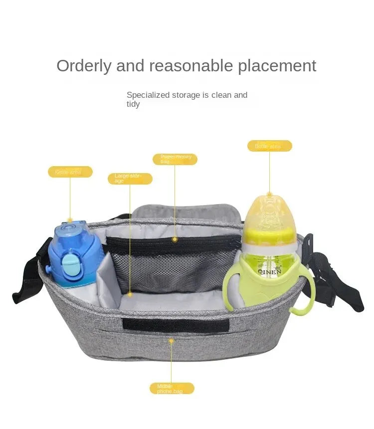Stroller Bag Baby Diaper Mummy Bag Large Capacity Stroller Organizer Cup Holder Feeding Bottle Stroller Accessories Hanging Bag