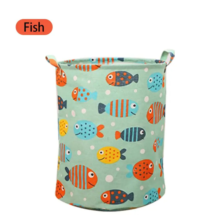 Cotton Linen Dirty Laundry Basket Foldable Round Waterproof Organizer Bucket Clothing Children Toy Home Large Capacity Storage