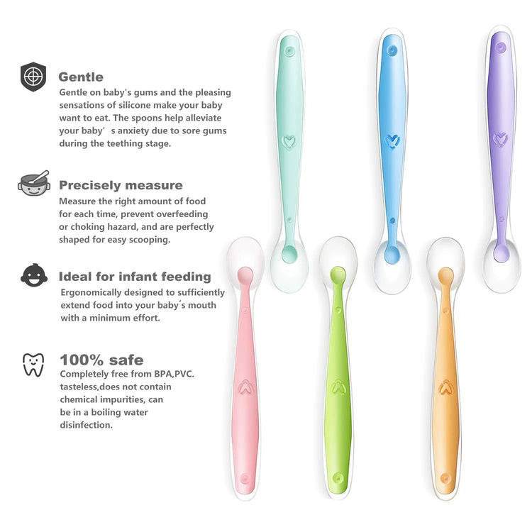 Baby Silicone Soft Spoon Training Feeding Spoons for Children kids Infants Temperature Sensing