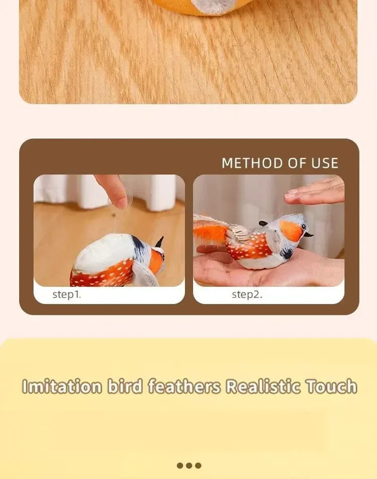 Bird-Shaped Cat Toy Interactive Toys Dog Rechargeable Chirping Flapping Bird Catnip Touch Activated Squeak Plush Toy Pet