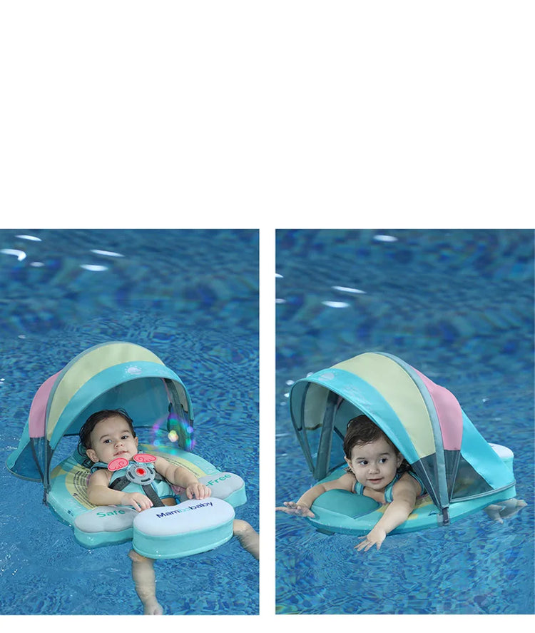 Water Toys Baby Swim Rings Non Inflatable Waist Ring With Sunshade Floating Boards Use For 3-24 Months Age Boys Girls