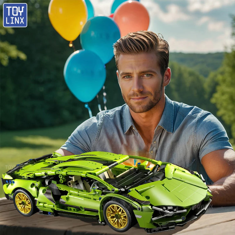 ToylinX 1:14 Building Blocks Car MOC City Speed Car Luxury Auto Racing Vehicle with Super Racers Bricks Toys for Children Gift