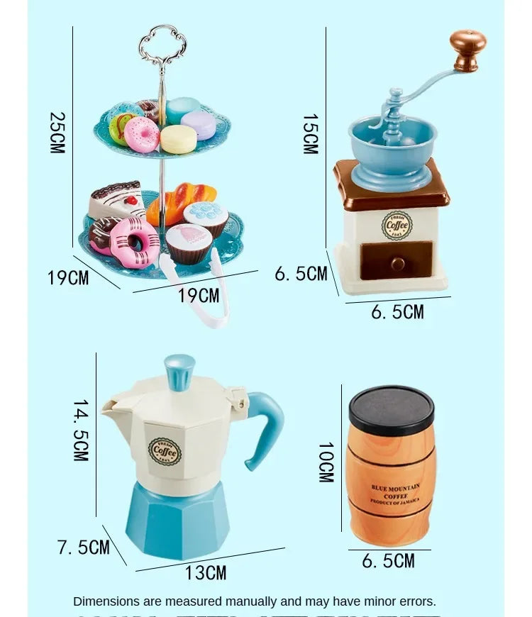 Pretend Play Simulation Coffee Set Tableware Play House/Outdoor Kitchen DIY Afternoon Tea Game Toy For Children Kids Gift